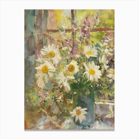 Daisies Flowers On A Cottage Window 2 Canvas Print