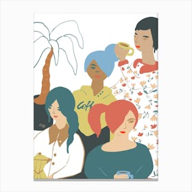 Women And Their Coffees Canvas Print