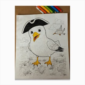 Seagull Coloring Page Canvas Print