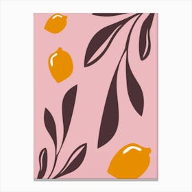 Lemons On Pink Canvas Print