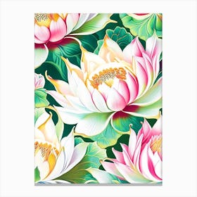 Lotus Flower Repeat Pattern Decoupage 1 Canvas Print