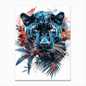 Double Exposure Realistic Black Panther With Jungle 31 Canvas Print