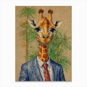 Giraffe In Business Suit 2 Canvas Print