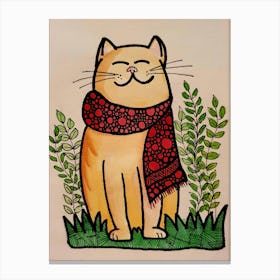 Cat Drawing Animal Pet Cartoon Cat Draw Watercolour Canvas Print