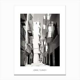 Poster Of Malaga, Spain, Photography In Black And White 3 Canvas Print