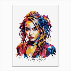 Myley Cyrus 02 Portrait Music Icon Style WPAP Pop Art Canvas Print