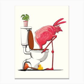 Flamingo Head In Toilet Canvas Print
