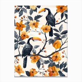 Toucans And Flowers Canvas Print