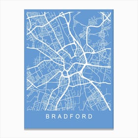 Bradford Map Blueprint Canvas Print