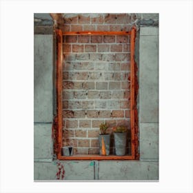 Window Sealed With Red Bricks In An Abandoned Building 2 Canvas Print