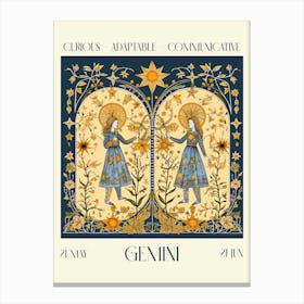 Gemini William Morris Zodiac Astral Sign Canvas Print