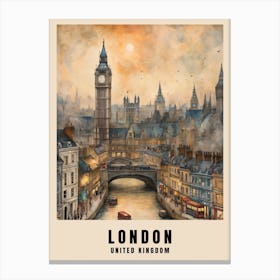 London Travel Poster Vintage United Kingdom Painting (23) Canvas Print