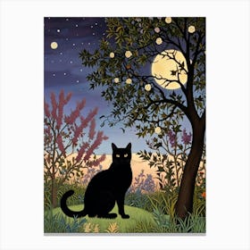 William Morris Cat In The Moonlight 29 Canvas Print