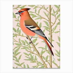 Cedar Waxwing 3 William Morris Style Bird Canvas Print
