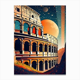 Colosseum in ROME ~ Futuristic Sci-Fi Moon and Planets Trippy Surrealism Modern Digital Mandala Awakening Fractals Spiritual Artwork Psychedelic Colorful Cubic Abstract Universe Canvas Print
