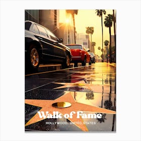 Hollywood Walk of Fame Los Angeles Modern Travel Illustration Canvas Print