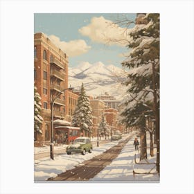 Vintage Winter Illustration Denver Colorado Canvas Print
