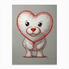 Heart Shaped Teddy Bear Canvas Print