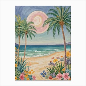 Tropical Beach Paradise In Pastel Colours Canvas Print