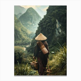 Asian Woman In A Hat Canvas Print