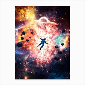 Space Explosion Astronaut Canvas Print