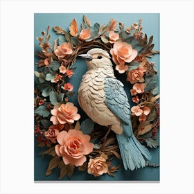 Bird In A Wreath 12 Canvas Print