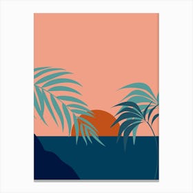 Sunset Palm Trees Canvas Print