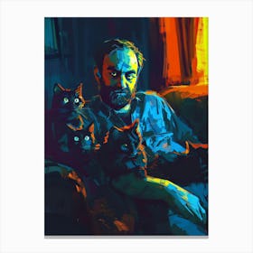 Man With Cats Canvas Print