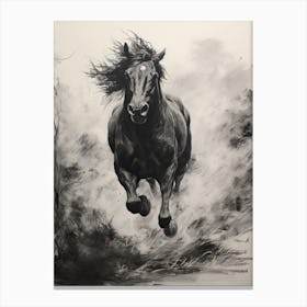 A Horse Painting In The Style Of Grattage 2 Canvas Print