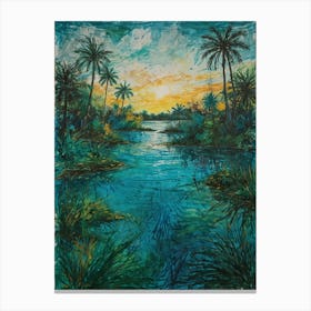 Sunset At The River Canvas Print
