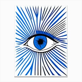 Spiritual Awakening, Symbol, Third Eye Blue & White 1 Canvas Print