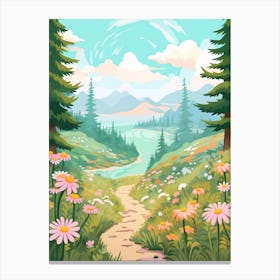 Pacific Northwest Trail Usa 2 Hike Illustration Canvas Print