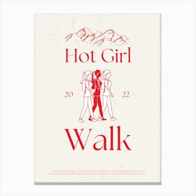 Hot Girl Walk Retro Quote  Canvas Print