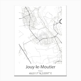 Jouy Le Moutier,France Minimalist Map Canvas Print