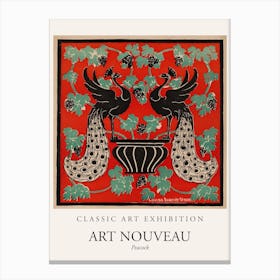 Art Nouveau Peacock Poster Canvas Print
