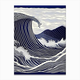 Waves Waterscape Linocut 2 Canvas Print