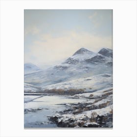 Vintage Winter Painting Snowdonia National Park United Kingdom 1 Canvas Print