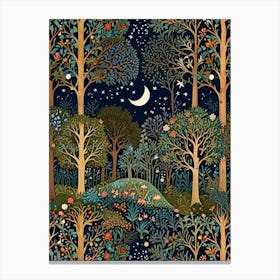 William Morris Night In The Forest 10 Canvas Print