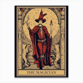 The Magician Tarot Card, Vintage 3 Canvas Print
