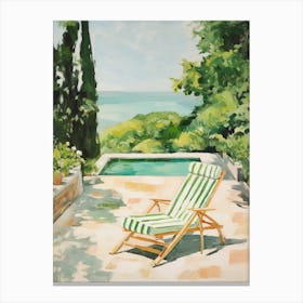 Sun Lounger By The Pool In Lisbon Portugal Canvas Print