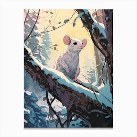 Winter Opossum 1 Illustration Canvas Print