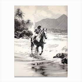 A Horse Oil Painting In Maui Beaches Hawaii, Usa, Portrait 3 Canvas Print