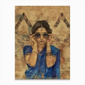 Indian Woman With Sunglasses Canvas Print