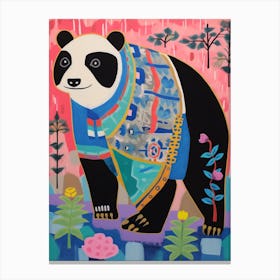 Maximalist Animal Painting Panda 3 Canvas Print