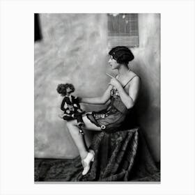 Vintage Model And Doll 1920s Fashion Beauty Canvas Print