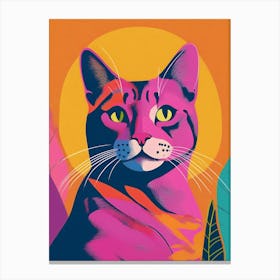 Pink Cat Portrait Canvas Print