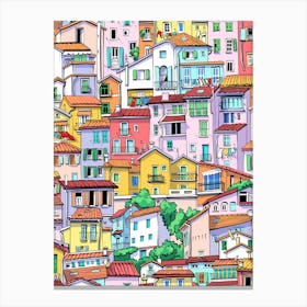 Colorful Houses In A City Canvas Print