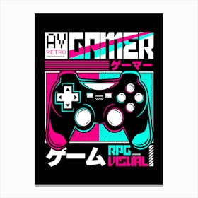 AV Retro Gamer Neon Canvas Print