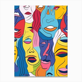 Colourful Abstract Face Line Drawing 1 Canvas Print