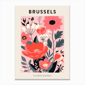 Flower Market Poster Brussels Belgium Canvas Print